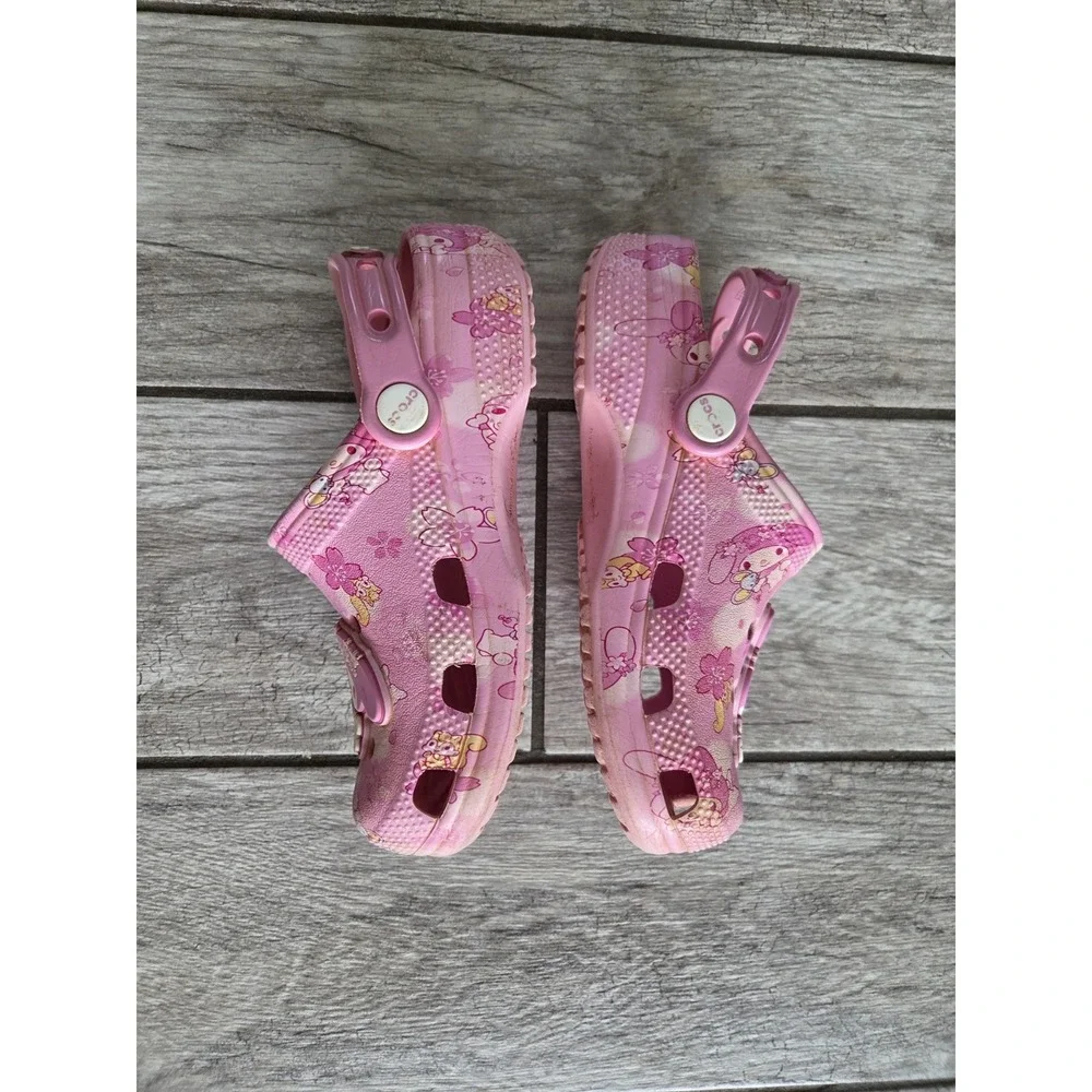Crocs My Melody Pink Floral Clogs J1 Kids Sanrio Charm Shoes Cute Youth 2025
